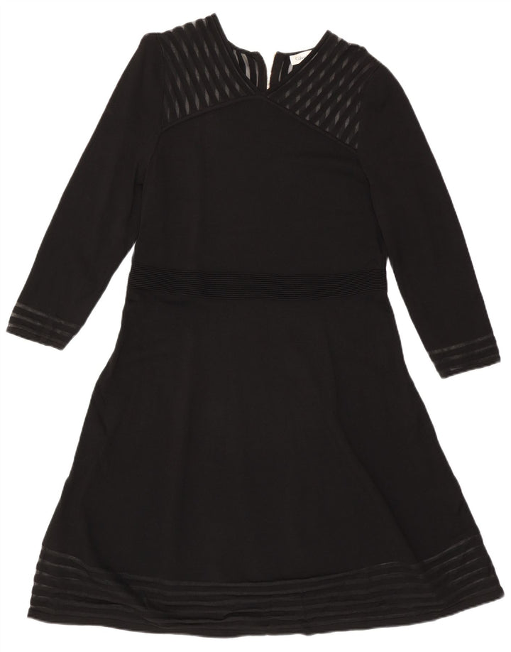 Женское платье А-силуэта с длинными рукавами CALVIN KLEIN UK 18 XL, черный вискоза в полоску