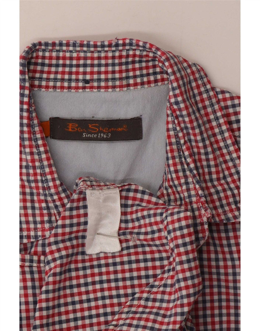 Мужская рубашка с коротким рукавом Ben Sherman, средний красный хлопок в мелкую клетку