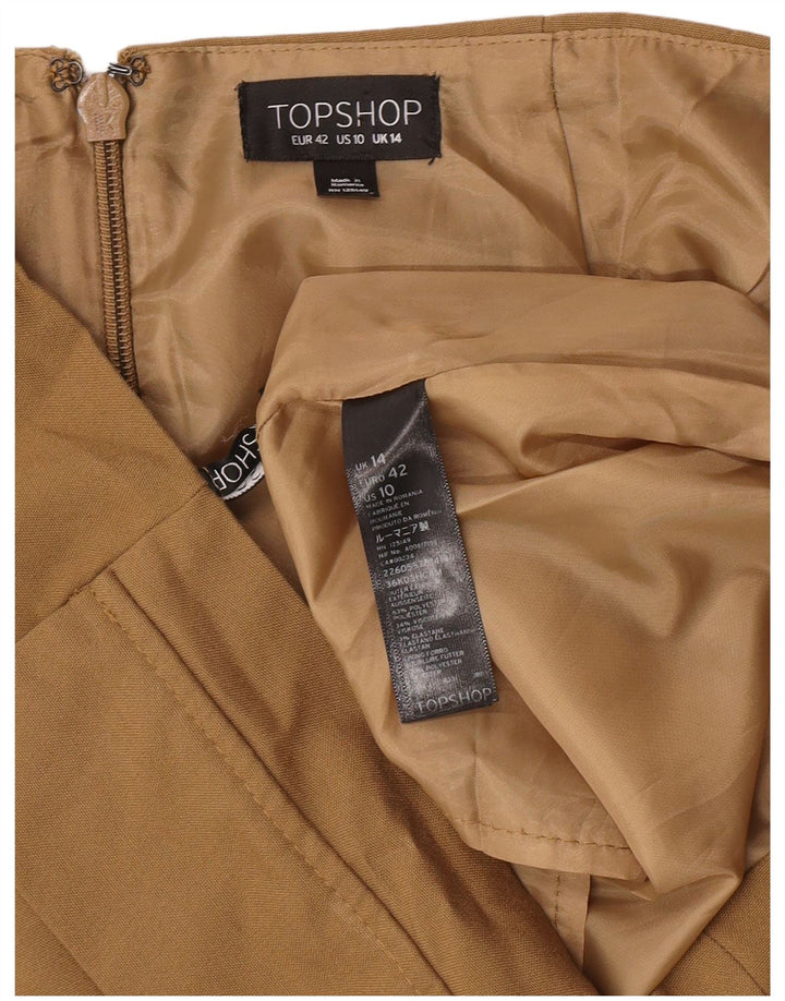 Женская мини-юбка Topshop UK 14, большая W32, полиэстер цвета хаки
