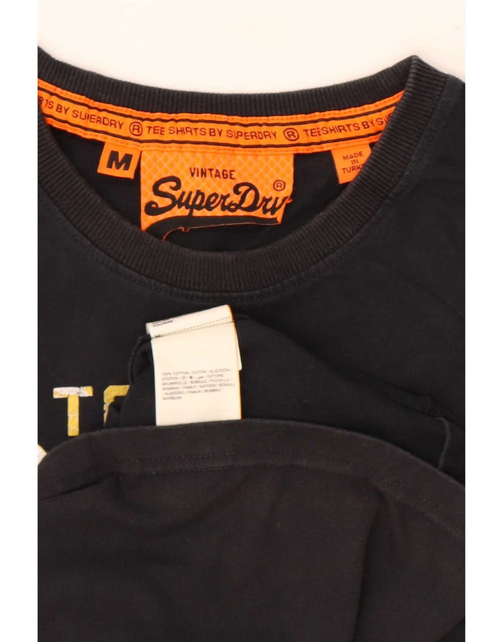 Superdry Мужская футболка с рисунком Топ среднего размера, черный хлопок