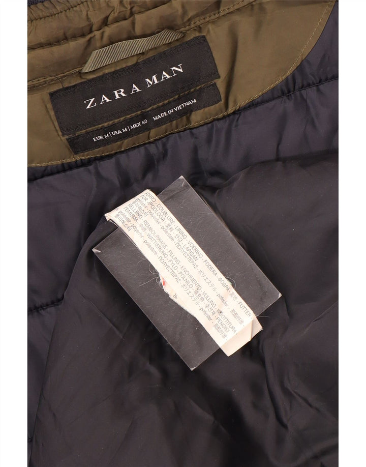 Мужская стеганая куртка Zara UK 38, средний коричневый полиэстер