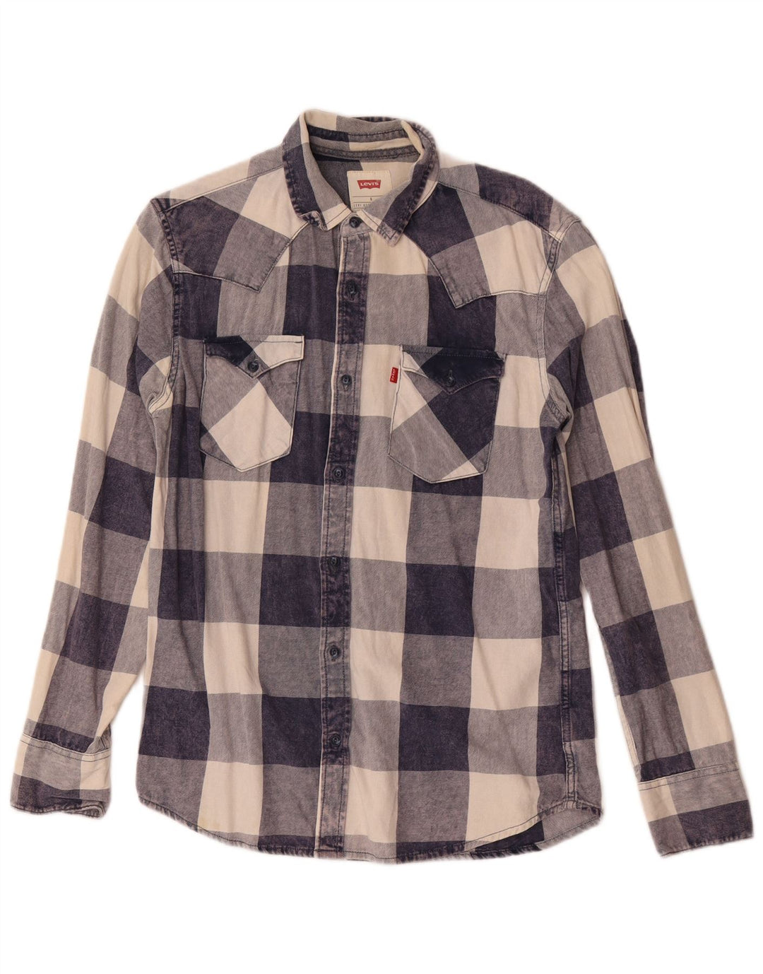 Мужская фланелевая рубашка Levi's маленького размера, темно-синяя клетка, хлопок