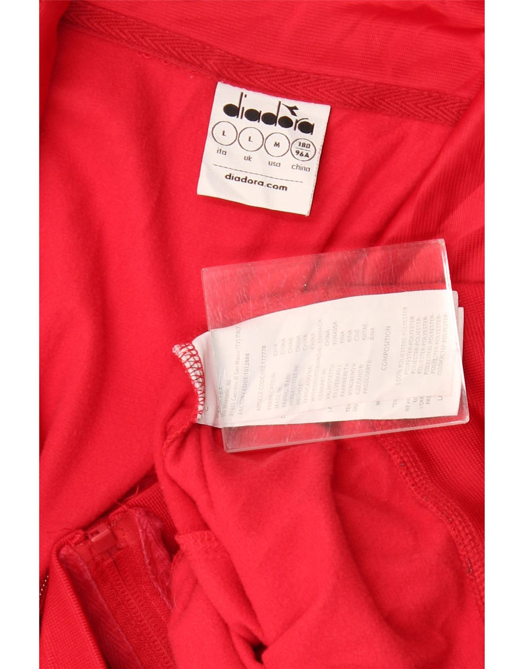 Женский спортивный костюм DIADORA, верхняя куртка UK 16, большой красный полиэстер с цветными блоками
