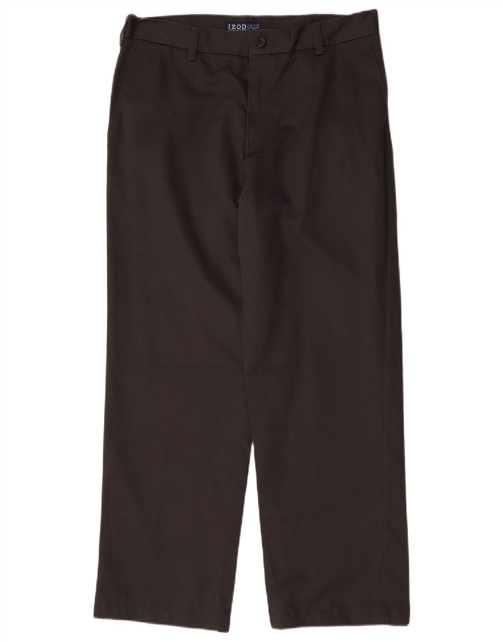 IZOD Мужские прямые брюки-чиносы W33 L30 серые, хлопковые