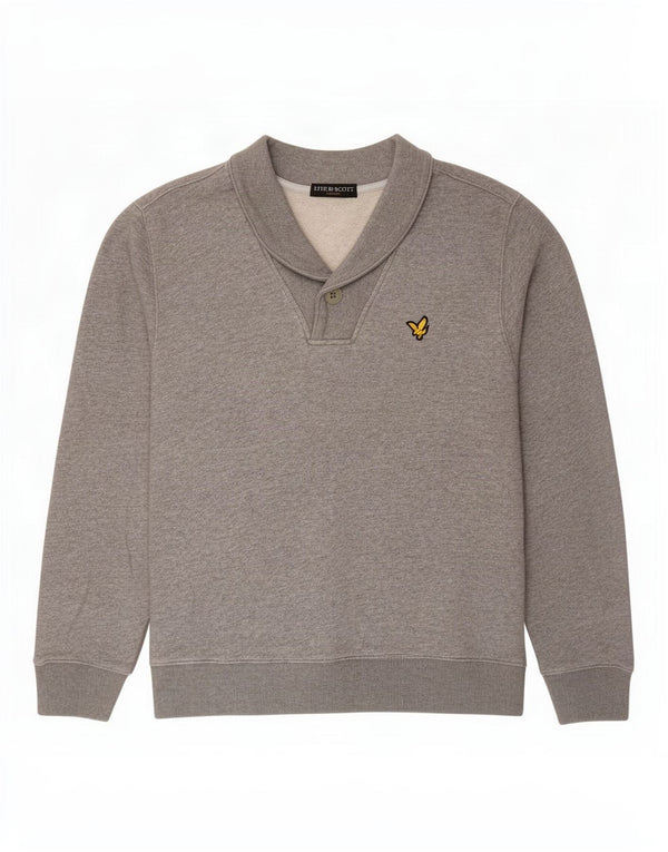 Мужской винтажный свитшот с отложным воротником Lyle & Scott, маленький серый