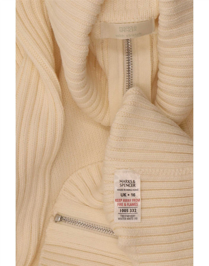Женский кардиган с молнией во всю длину Marks & Spencer UK 16, большой Off White