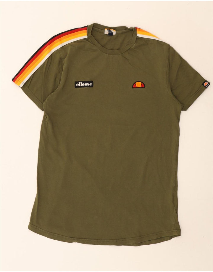 Мужская футболка Ellesse Top среднего зеленого цвета из хлопка с цветными блоками