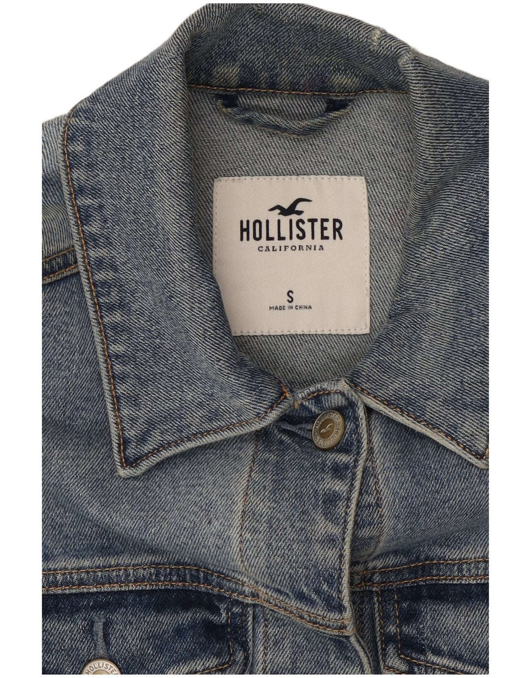 Женская джинсовая куртка HOLLISTER UK 10, маленькая, синяя, хлопок