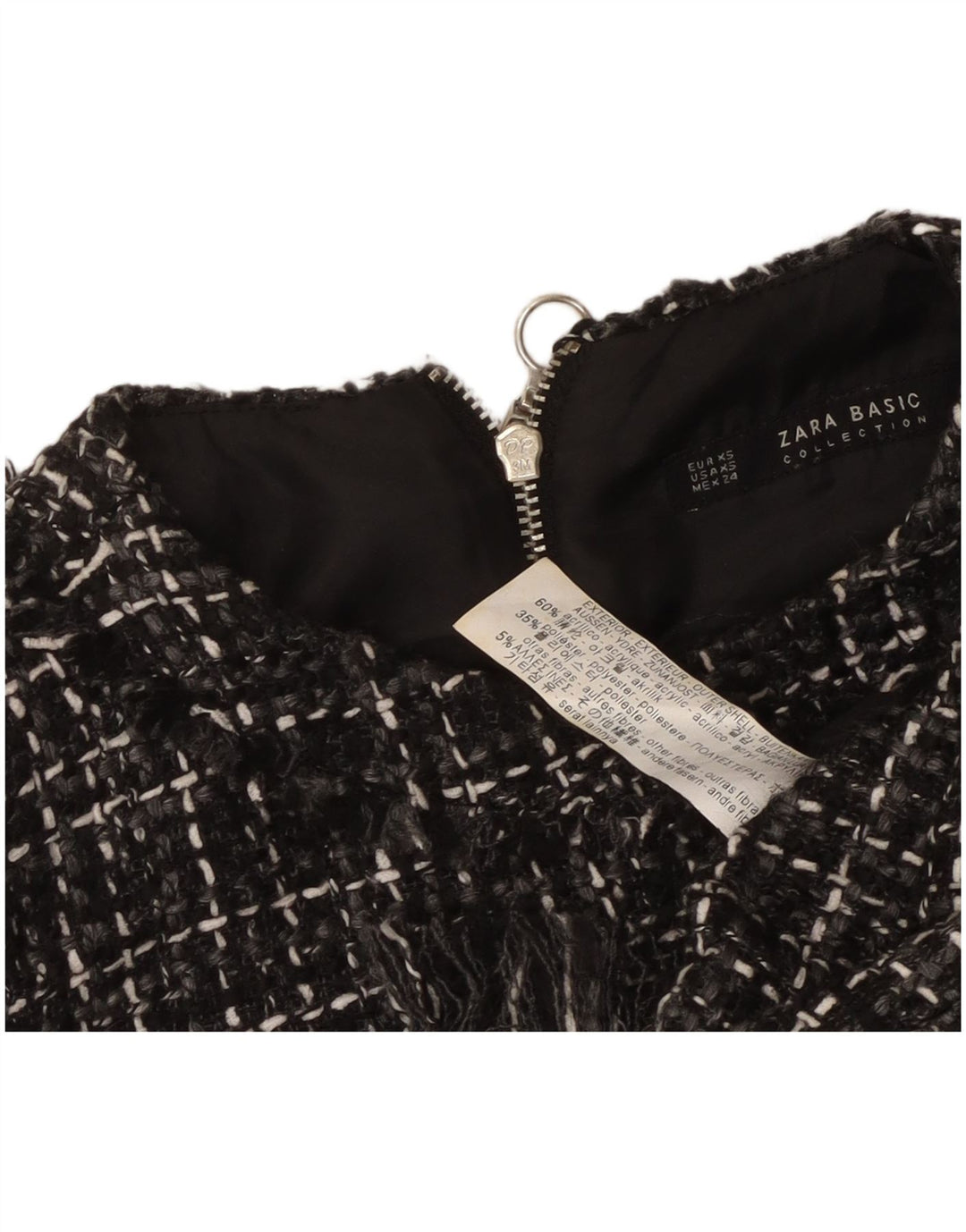 Женское платье прямого кроя без рукавов Zara UK 6 XS, черное акрил в клетку