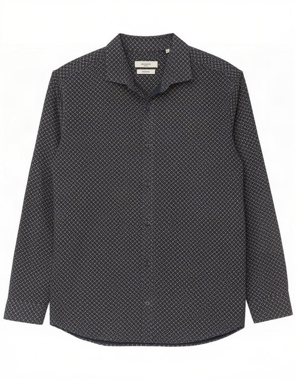 Мужская рубашка Jack & Jones XL, темно-синяя, хлопок с геометрическим узором