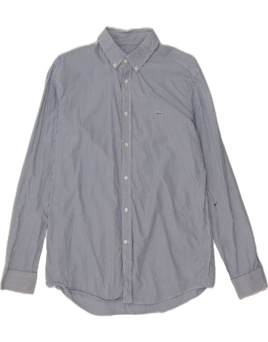 LACOSTE Mens Classic Fit Shirt Size 39 Medium Blue Striped Cotton Vintage Lacoste and Second-Hand Lacoste from Messina Hembry 