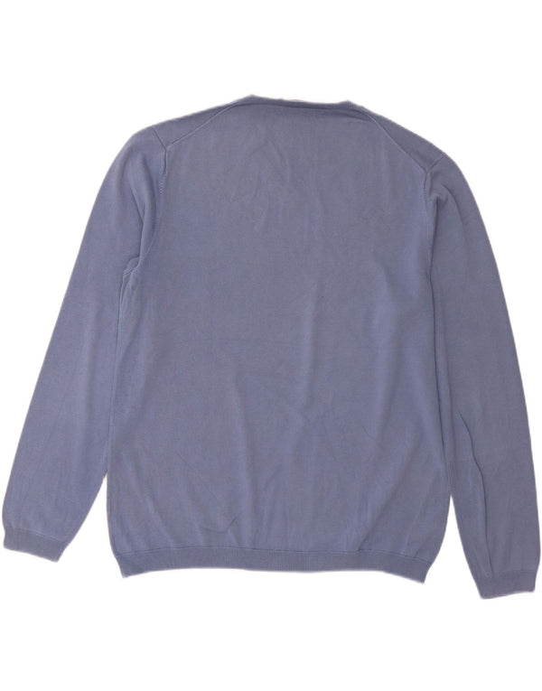 Женский джемпер с v-образным вырезом Sun68, Великобритания, 18 XL, синий хлопок