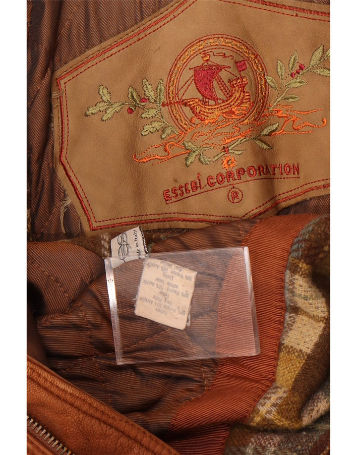 Мужская кожаная куртка Essebi UK 40, большая коричневая кожа