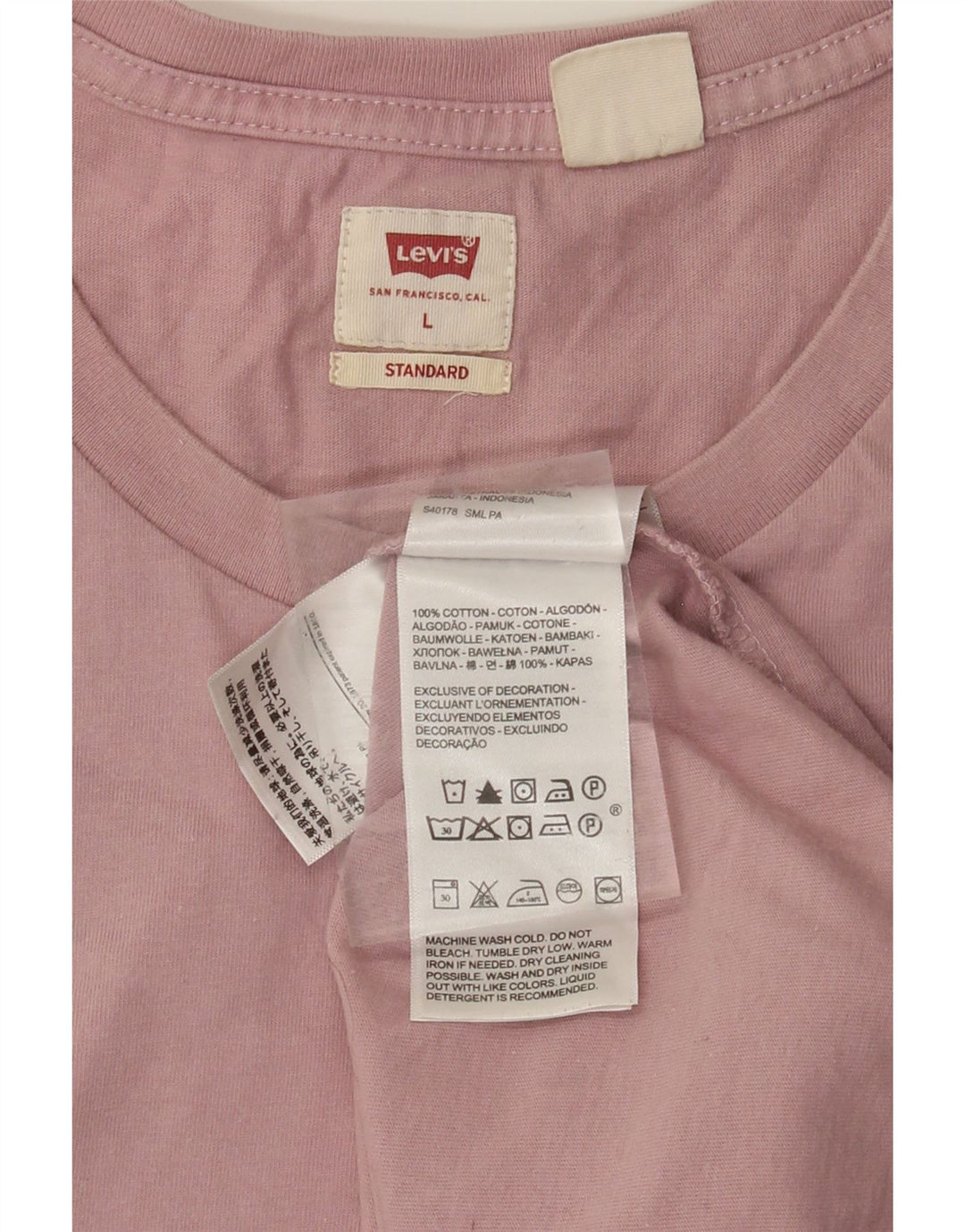 LEVI'S Mens Standard T-Shirt Top Large Pink Cotton