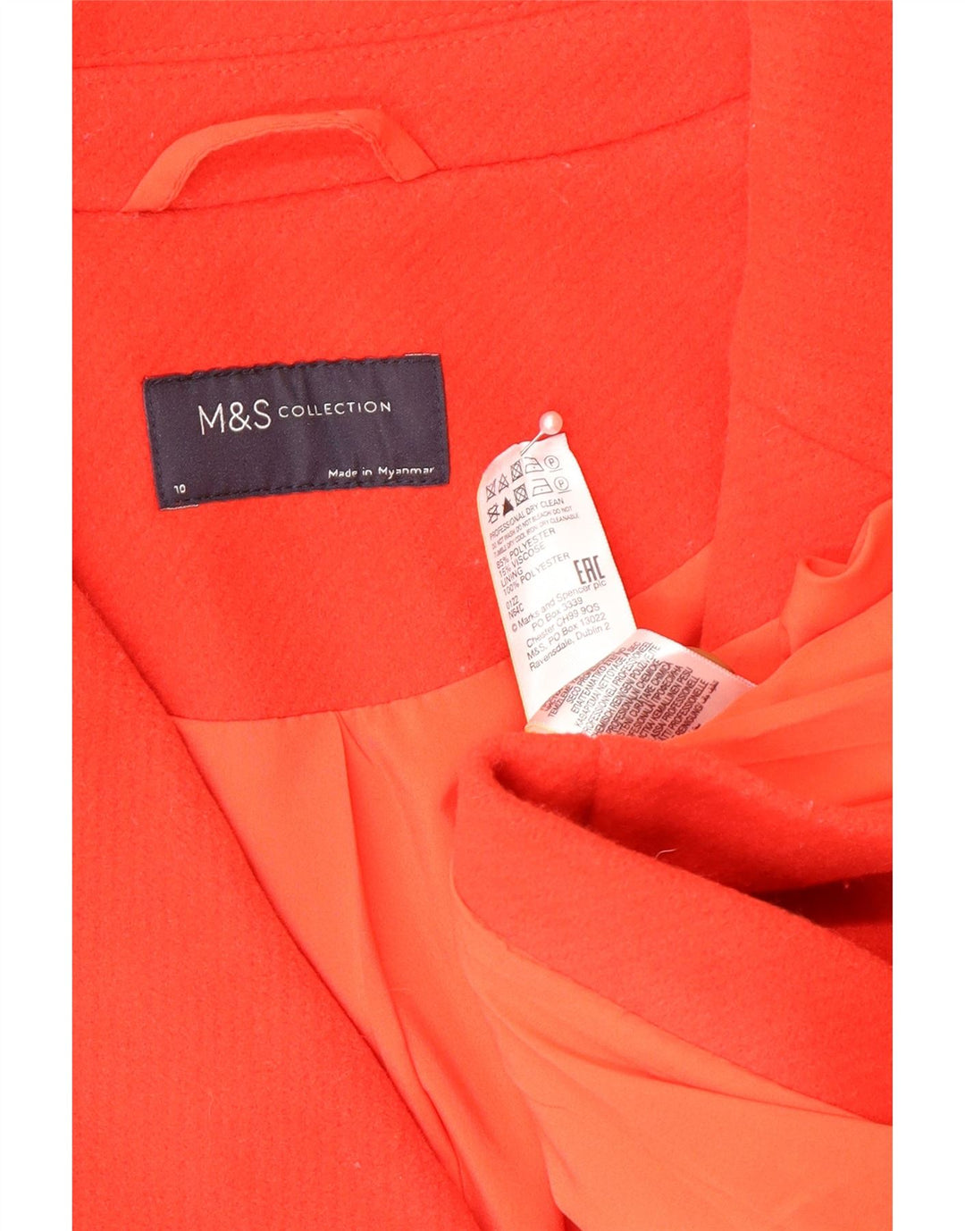 Женское пальто оверсайз Marks & Spencer UK 10, маленькое красное полиэстер