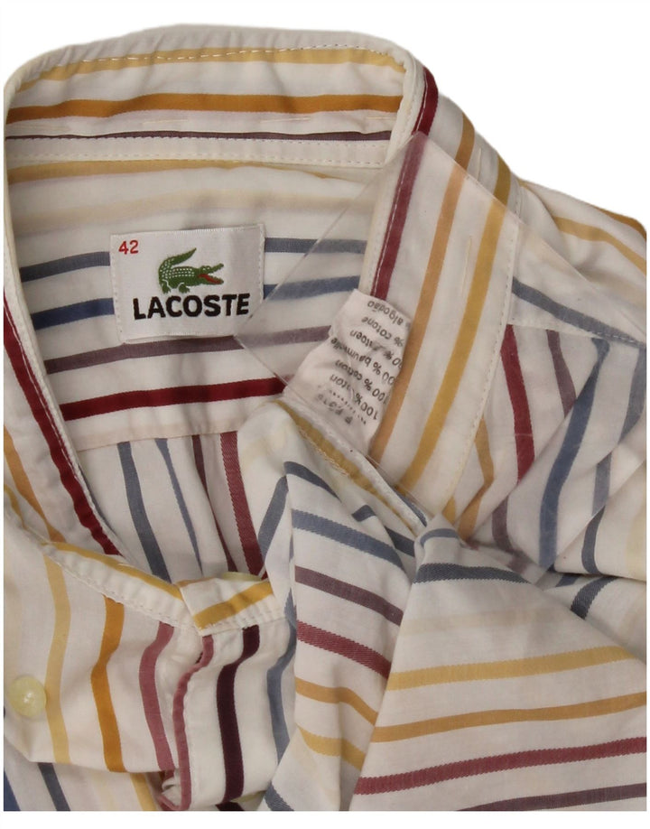 Мужская рубашка LACOSTE, размер 42, большой хлопок в разноцветную полоску