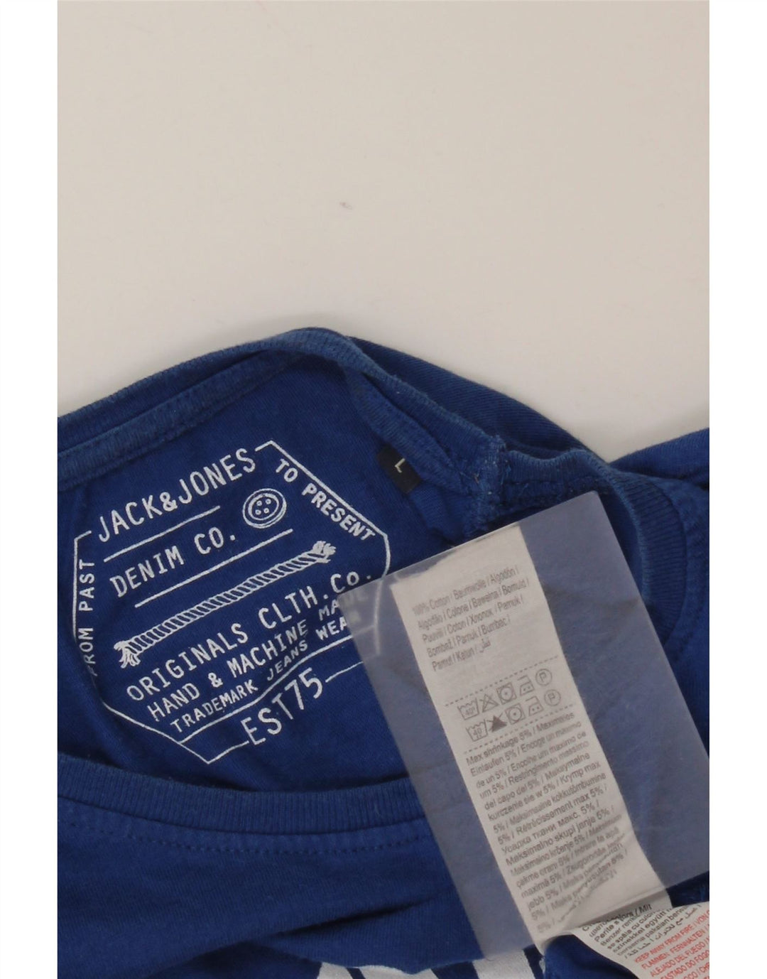Мужской топ с рисунком Jack & Jones, длинный рукав, большой синий хлопок