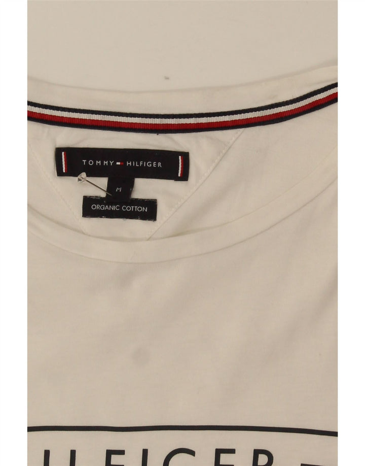 Tommy Hilfiger Мужская футболка с рисунком Топ среднего размера, белый хлопок