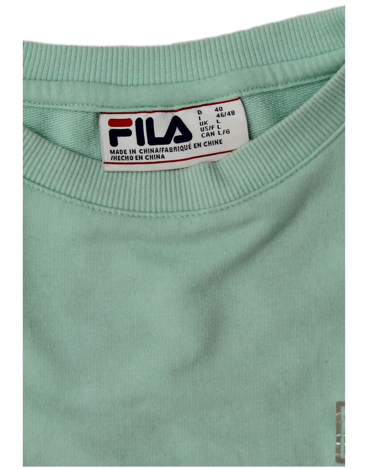 FILA Womens Sweatshirt Jumper UK 16 Large Green Cotton