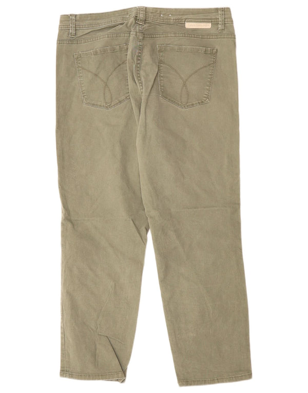 CALVIN KLEIN Женские прямые укороченные брюки США 12, большие W32 L25, хаки