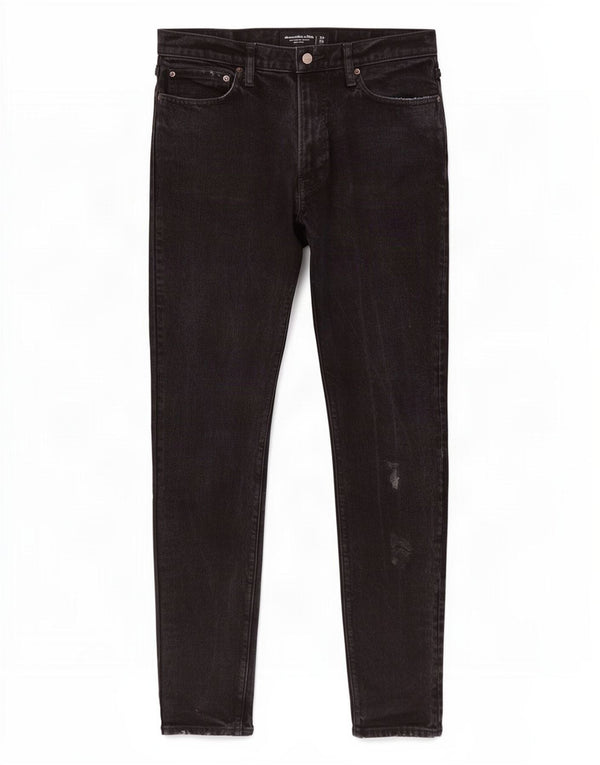 Мужские потертые узкие джинсы Abercrombie & Fitch W32 L34, черный хлопок