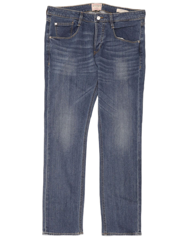 Мужские узкие прямые джинсы Guess Vermont W34 L31, синие, хлопок
