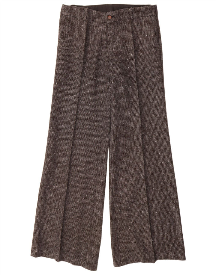 ВИНТАЖНЫЕ женские повседневные брюки IT 40 Small W28 L32 Серые с узором «елочка»