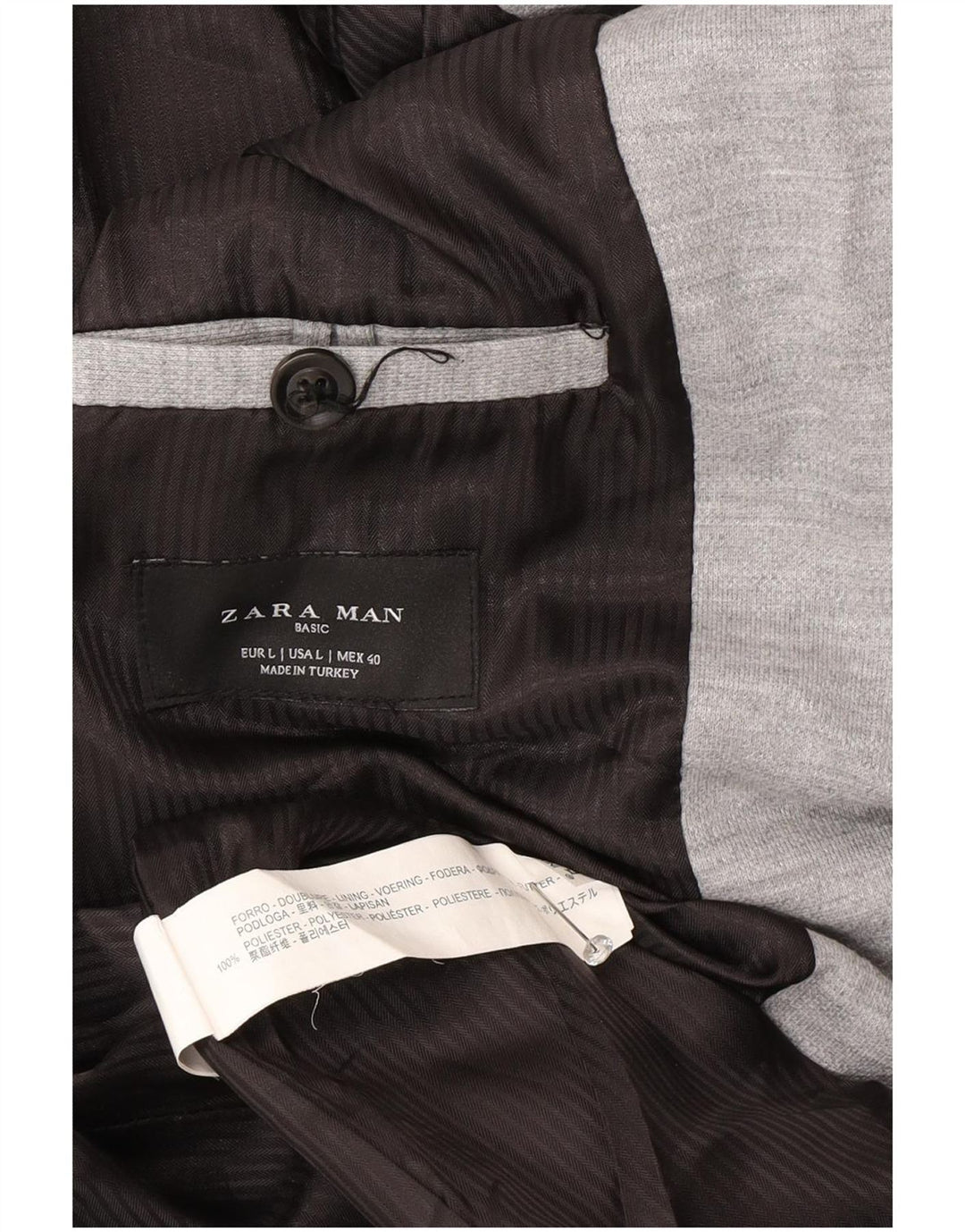 Мужской пиджак на двух пуговицах Zara UK 40, большой серый