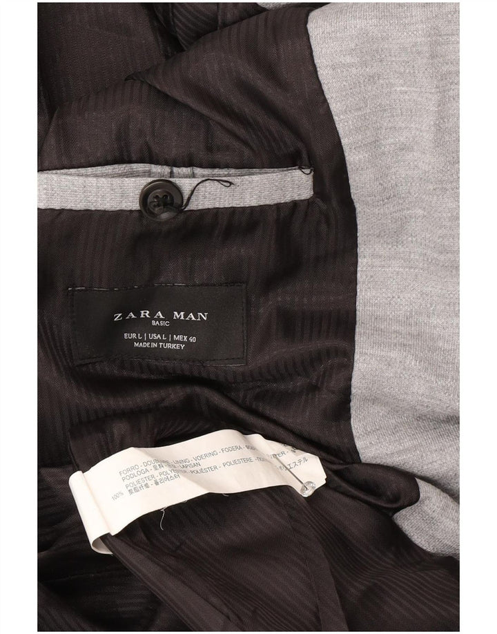 Мужской пиджак на двух пуговицах Zara UK 40, большой серый