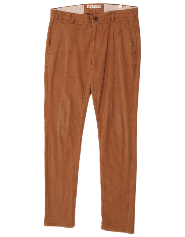 Мужские узкие брюки-чиносы Zara EU 42, большие W32 L32, коричневые, хлопковые