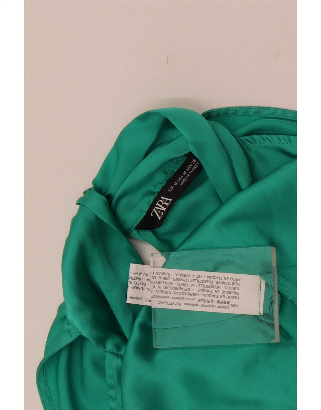 Женская укороченная блузка без рукавов Zara UK 14, средний зеленый полиэстер
