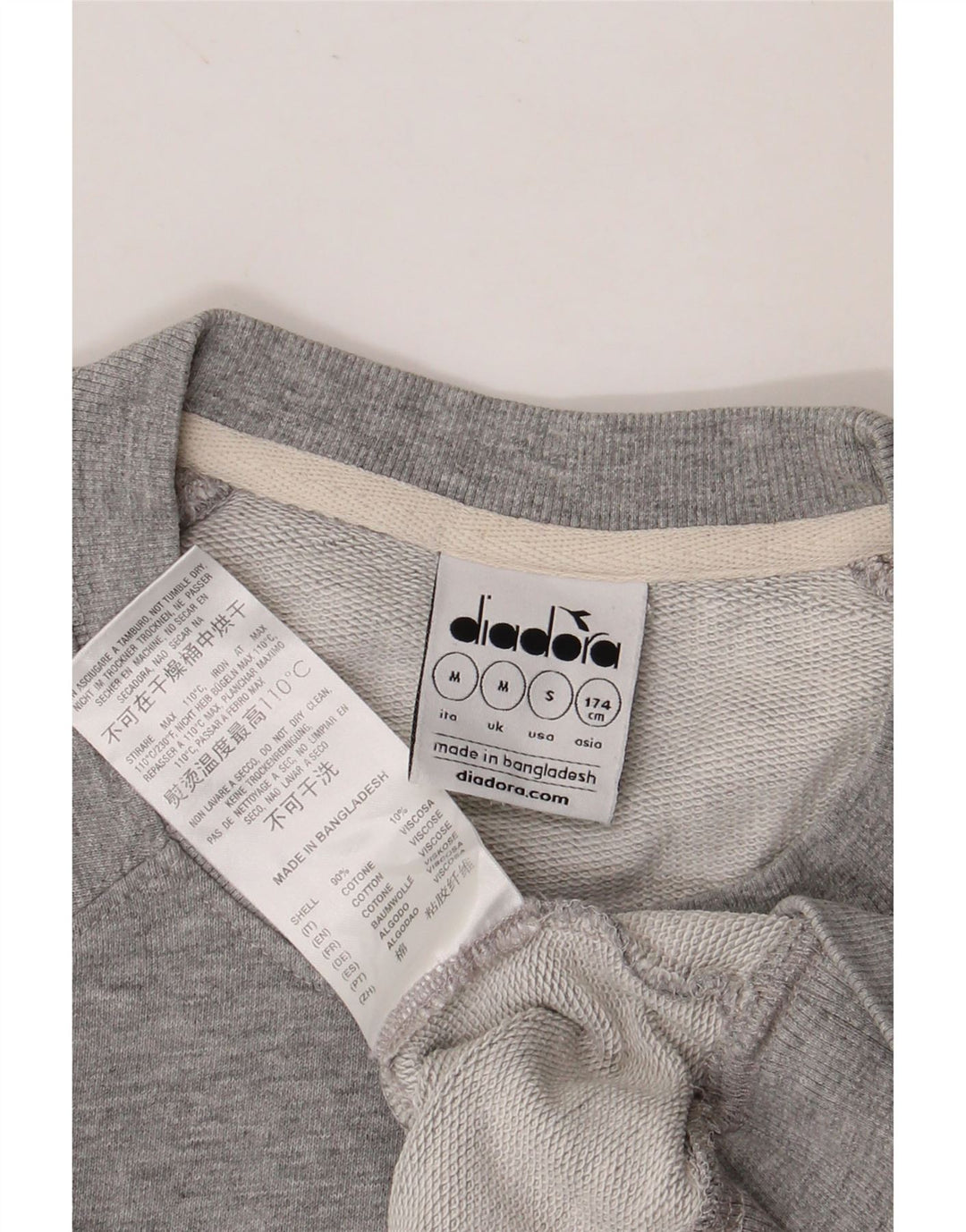 DIADORA Мужской свитшот с рисунком, хлопковый джемпер среднего серого цвета