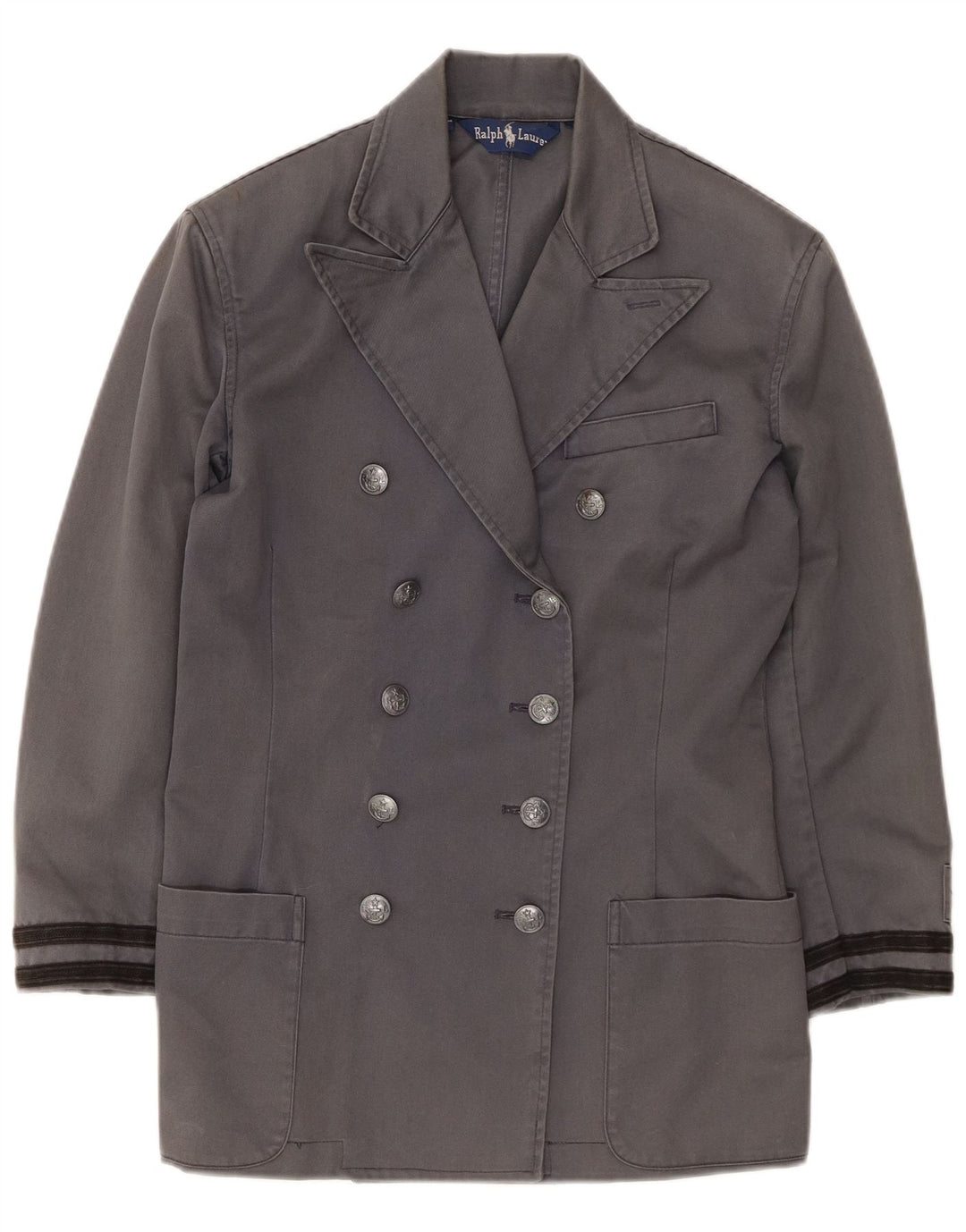 Женское двубортное пальто Ralph Lauren, размер 4, маленький размер, серый хлопок, США