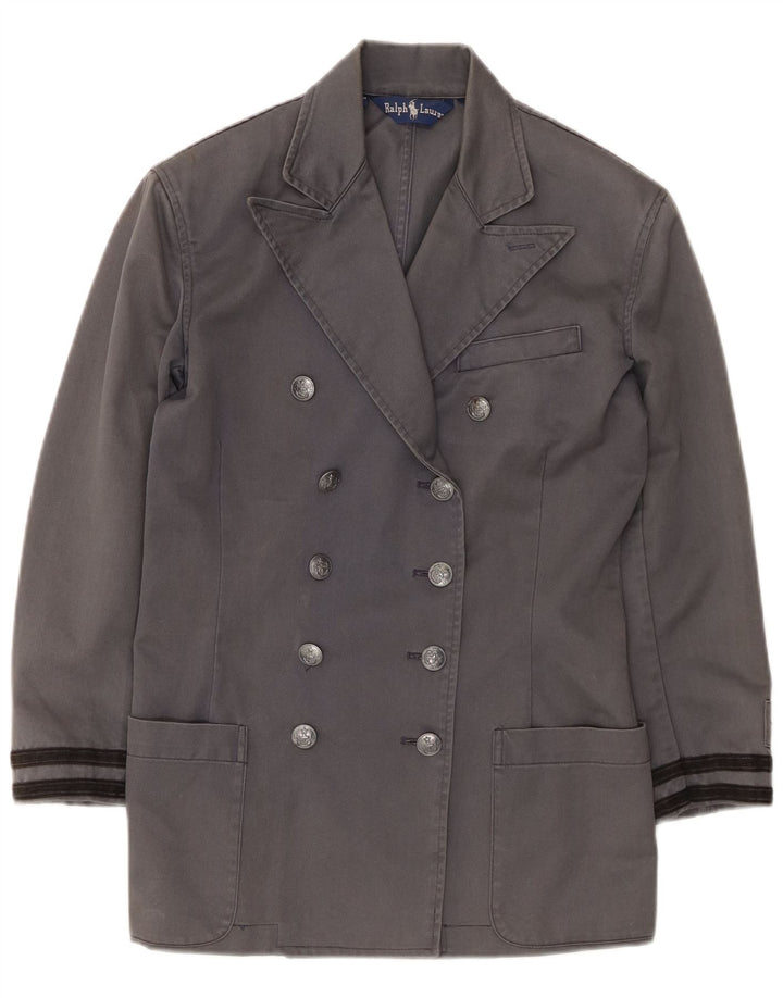 Женское двубортное пальто Ralph Lauren, размер 4, маленький размер, серый хлопок, США