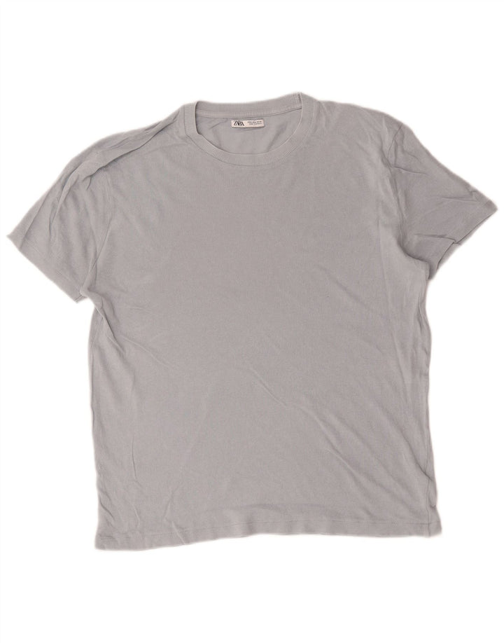 Мужская футболка Zara Top из хлопка среднего серого цвета