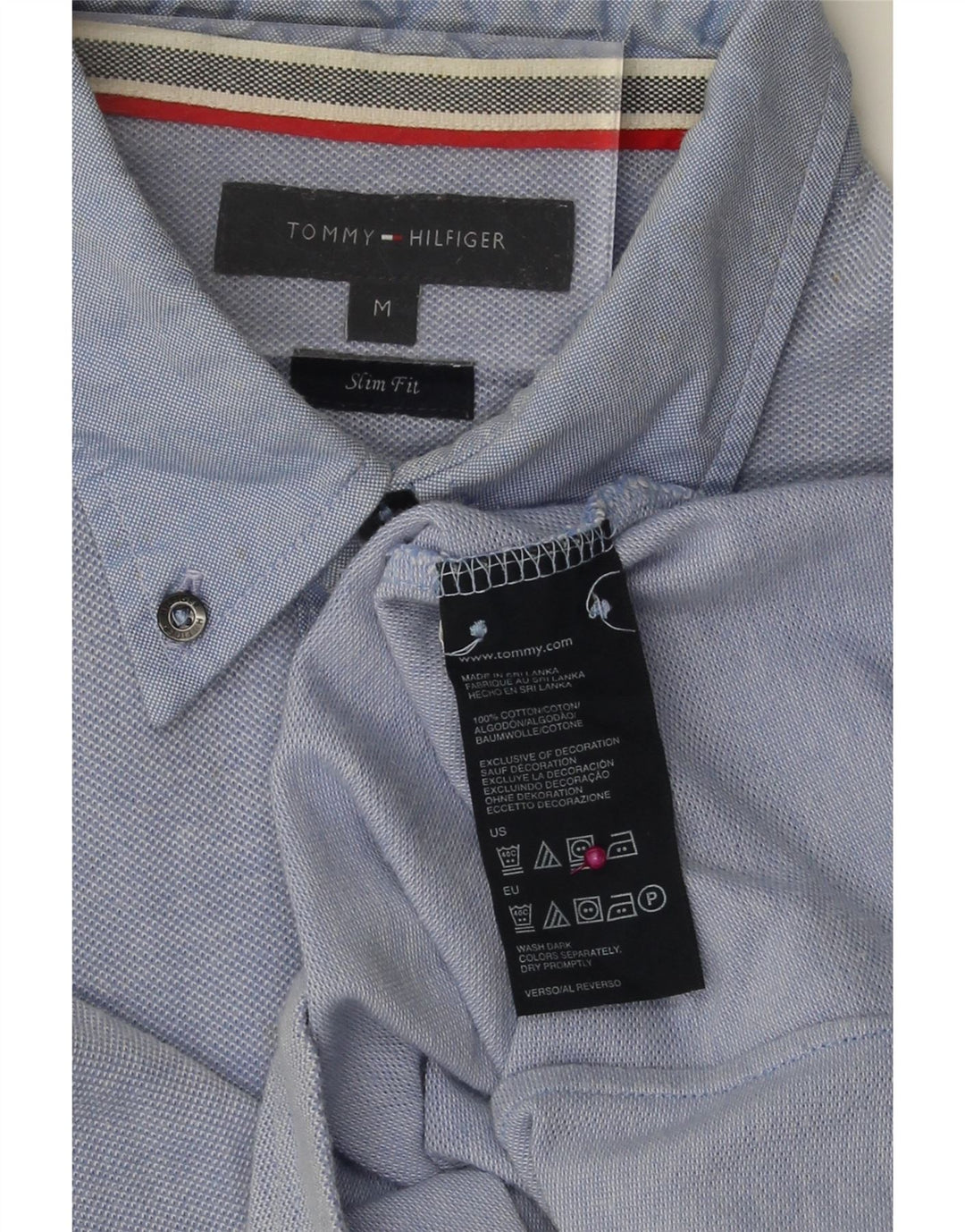TOMMY HILFIGER Mens Pullover Shirt Medium Blue Cotton