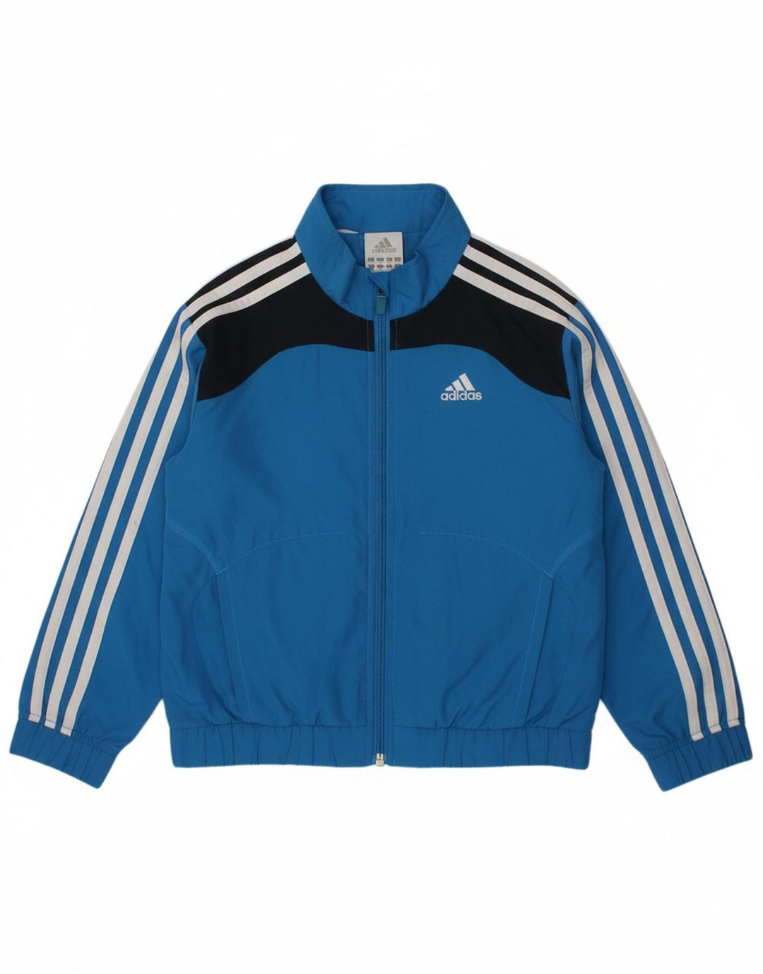 ADIDAS Boys Clima Proof Tracksuit Top Jacket 5-6 Years Blue Colourblock