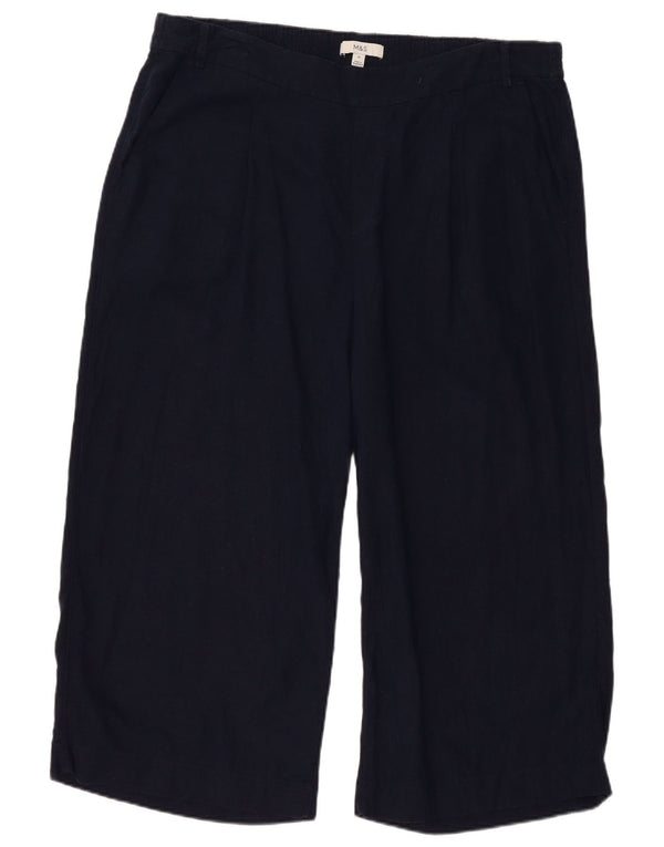 Женские капри Marks & Spencer UK 20 2XL W40 L23 Темно-синие льняные брюки