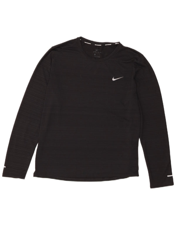 Женский топ Nike Dri Fit с длинным рукавом UK 16, большой полиэстер в черную полоску