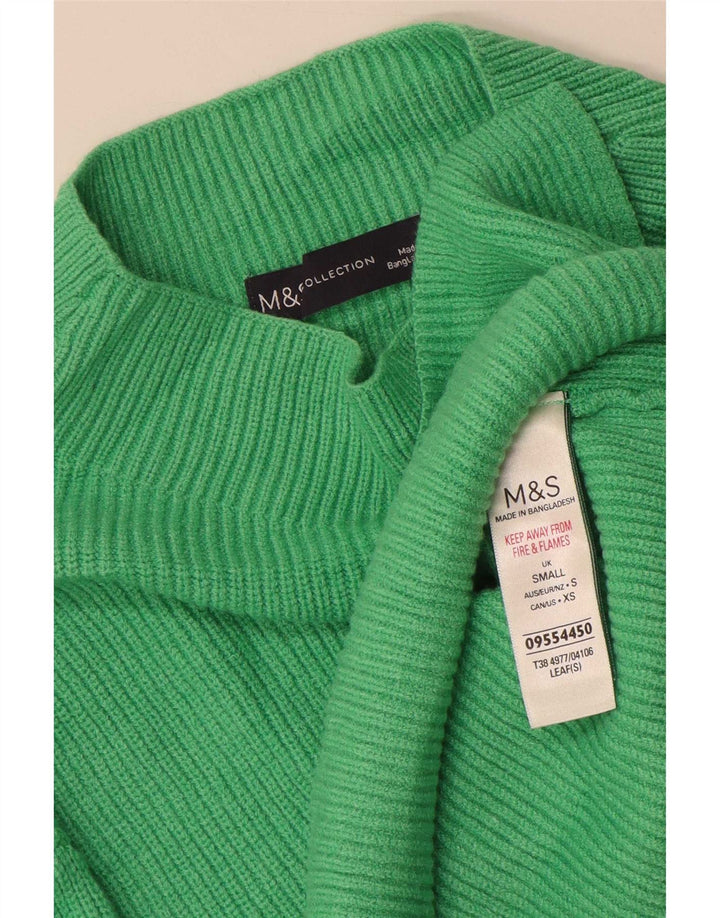 Женский джемпер с высоким воротником Marks & Spencer, Великобритания, 10, маленький, зеленый, вискоза