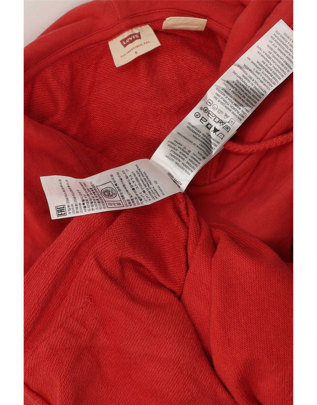 Женский свитер с капюшоном на молнии Levi's, размер UK 10, маленький, красный, хлопок