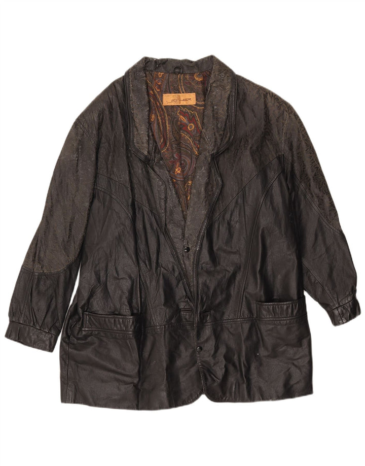 Винтажная мужская кожаная куртка свободного кроя IT 46, маленькая черная кожа