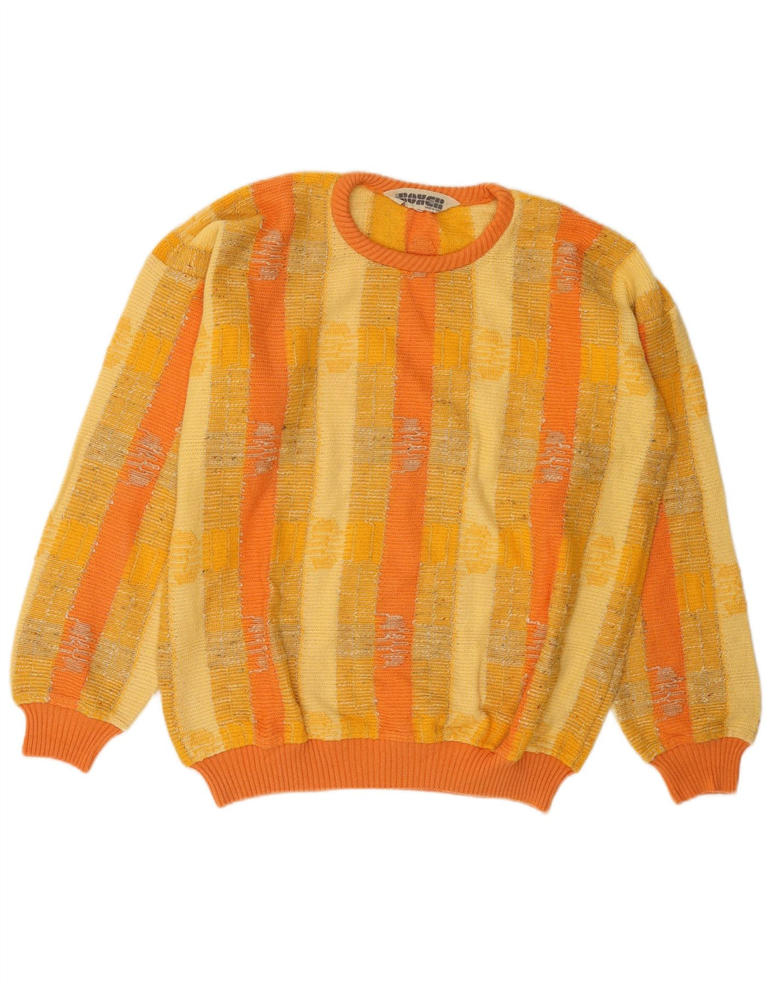 Мужской джемпер-боксер с круглым вырезом, хлопковый свитер среднего желтого цвета в полоску