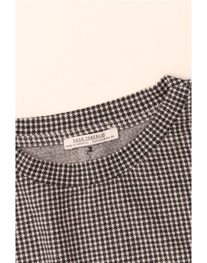 Женская блузка с длинным рукавом Zara UK 12, средний черный в клетку