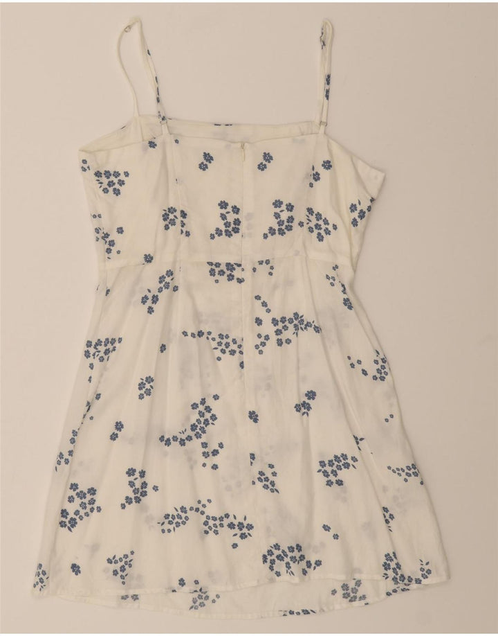 BENETTON Womens Sundress UK 14 Medium White Floral Lyocell Vintage Benetton and Second-Hand Benetton from Messina Hembry 