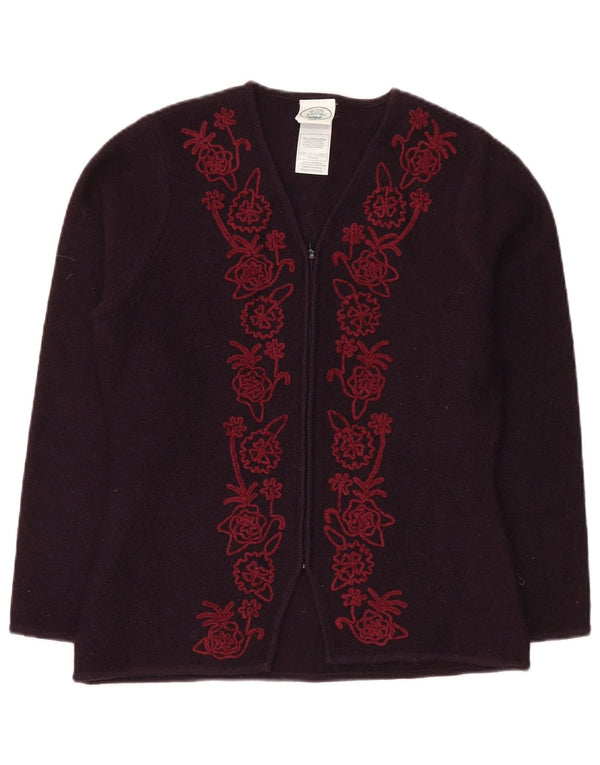 Женский кардиган-свитер Laura Ashley UK 12, средний фиолетовый цвет с цветочным принтом