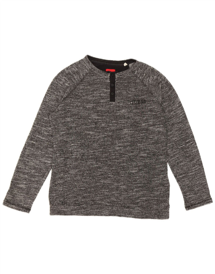 Мужской топ Guess с длинным рукавом, большой серый хлопок с крапинками