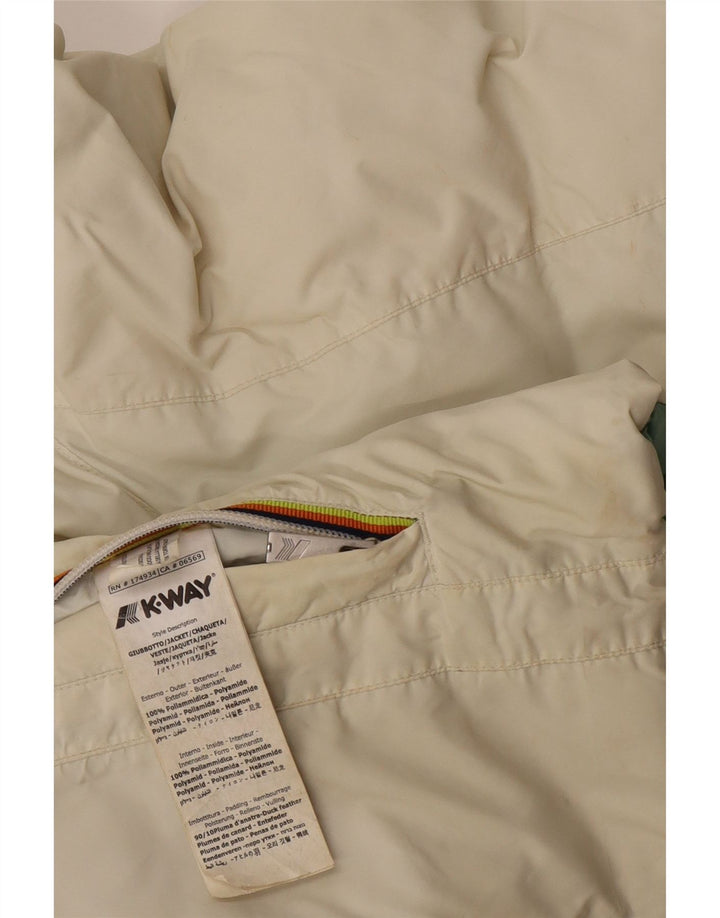 Двусторонняя утепленная куртка K-Way для девочек с капюшоном, скидка 11–12 лет, белый полиамид