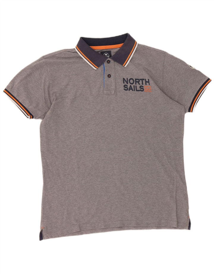Мужская рубашка поло North Sails с графическим рисунком XL, серая, хлопок