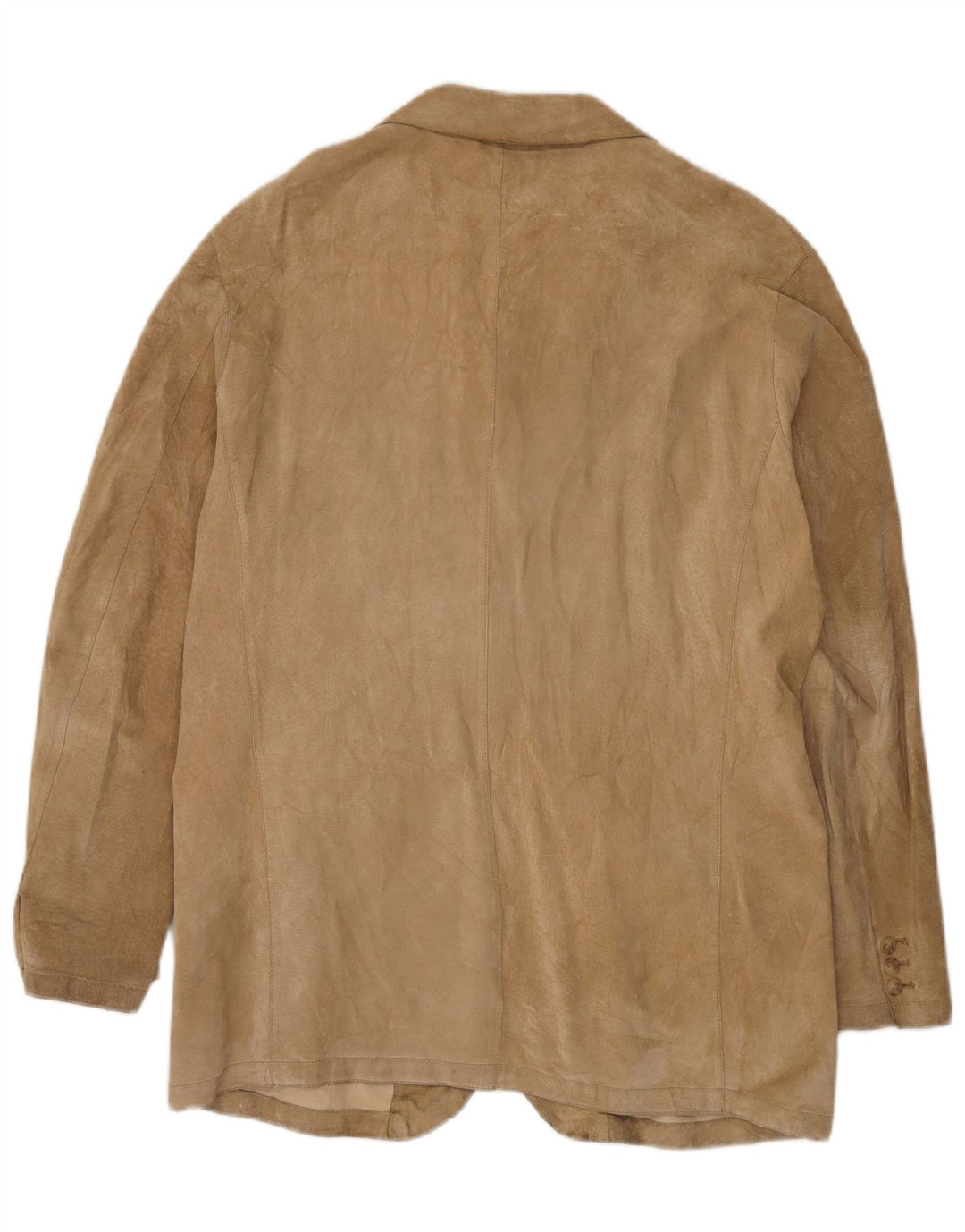 ВИНТАЖНЫЙ мужской замшевый пиджак с 3 пуговицами UK 44 2XL Бежевый кожаный